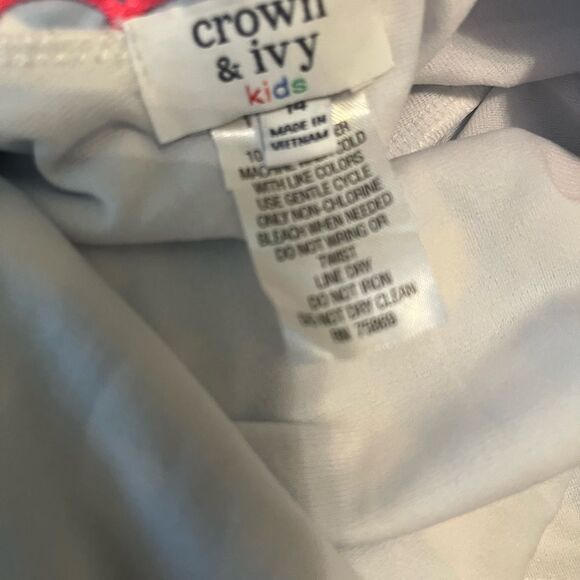 Crown & Ivy Blue and White Checkered Kids Swim One Piece - Picture 6 of 6